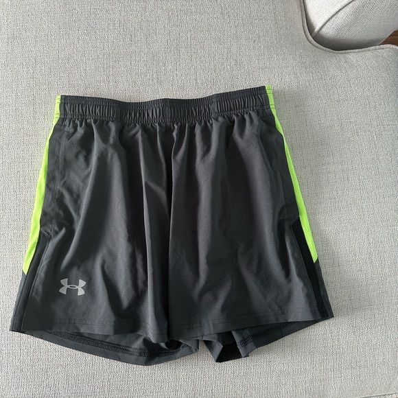 Under Armour Other - Men’s Under Armour fitted Heat Gear shorts. Dark Gray & Lime Green. Size Medium